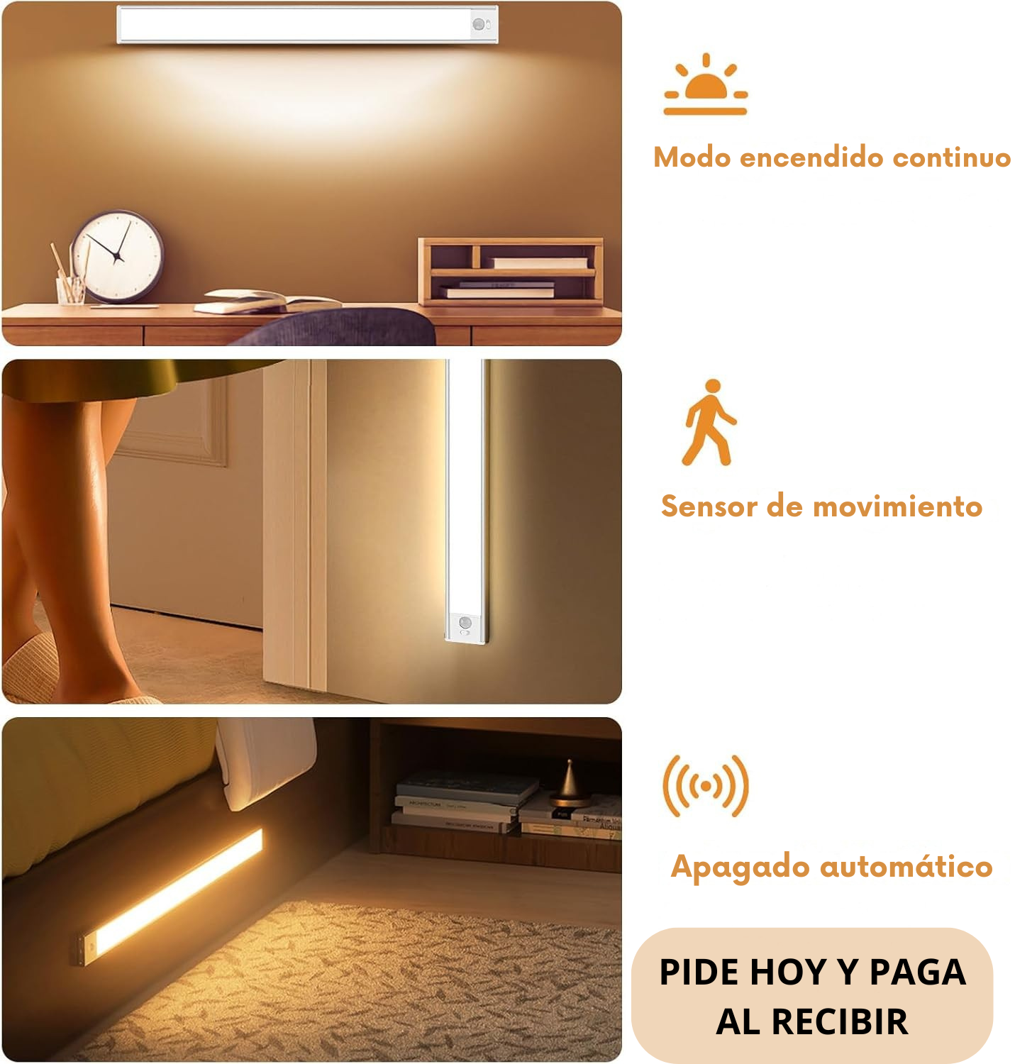 Barra de luz LED con sensor de movimiento